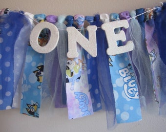 Blue Heeler Fabric Banner Blue Heeler Highchair Decor Blue Dog Party Decor