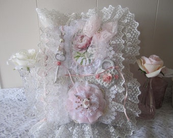 Shabby Pink Book Box Precious Memory Book Trinket Photo Box