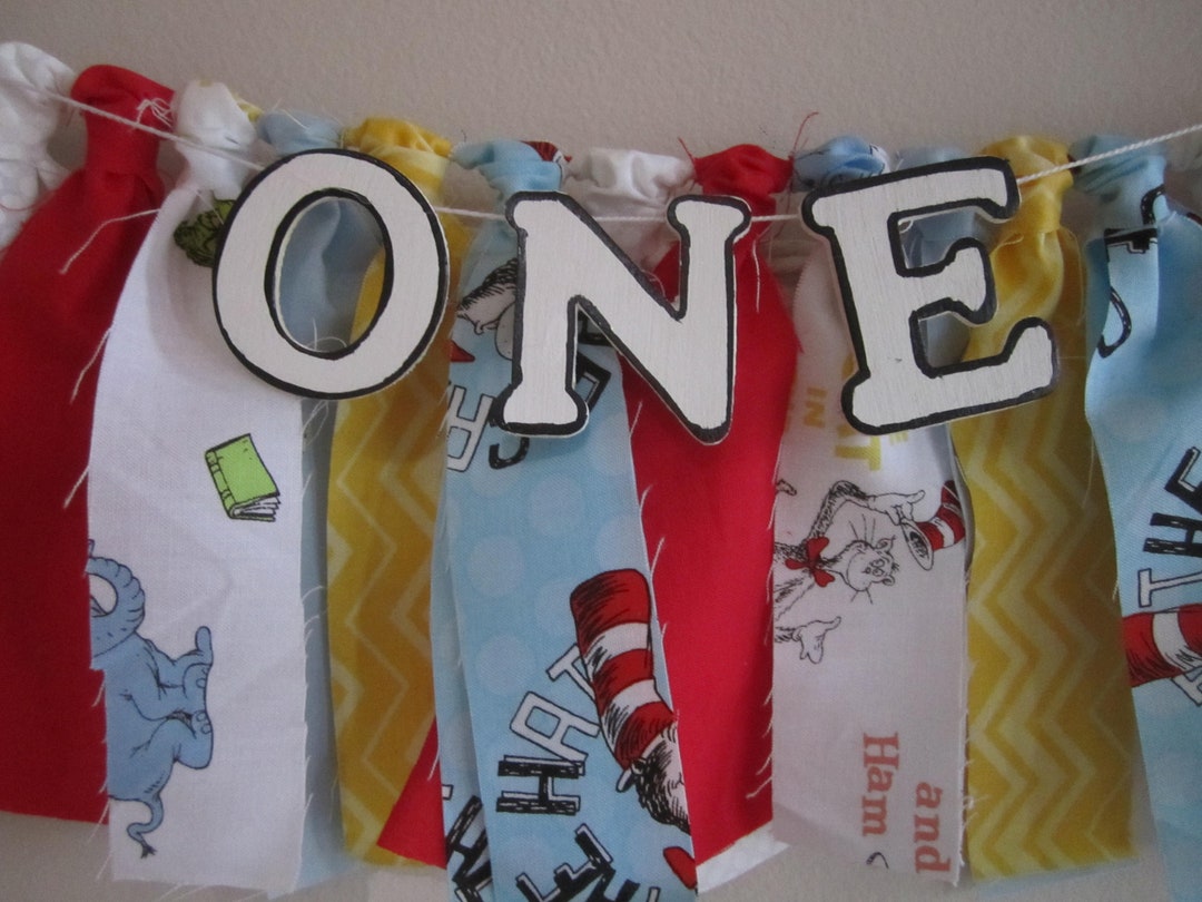 The Cat in the Hat Birthday Banner First Birthday Decoration Dr. Seuss ...
