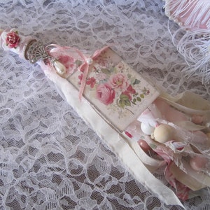 Shabby Pink and White Lace Tassel Shabby Chic Rose Deoration