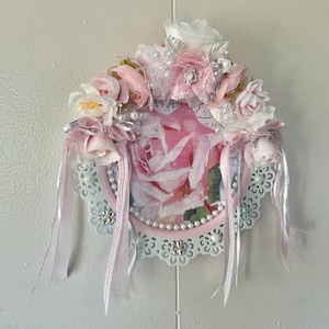 Shabby Chic Pink Rose Wall Hanging Pink Country Decoration