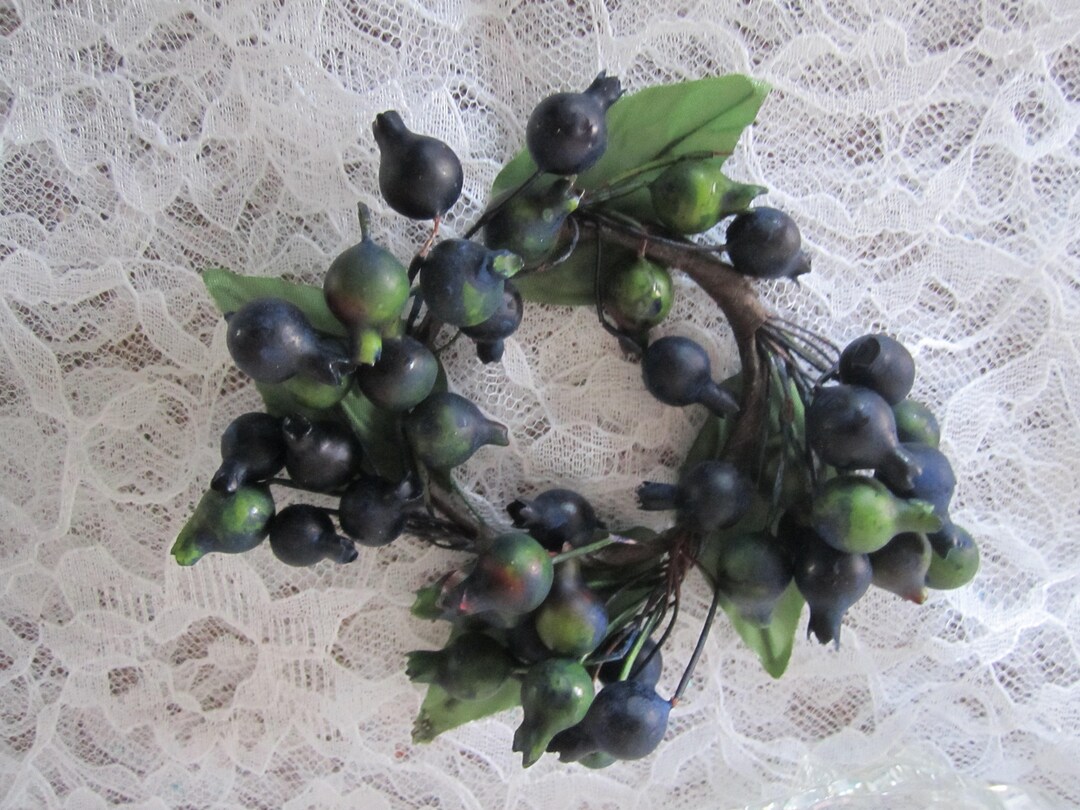 Two Artificial Blueberry Candle Ring Small Candle Wreath Etsy