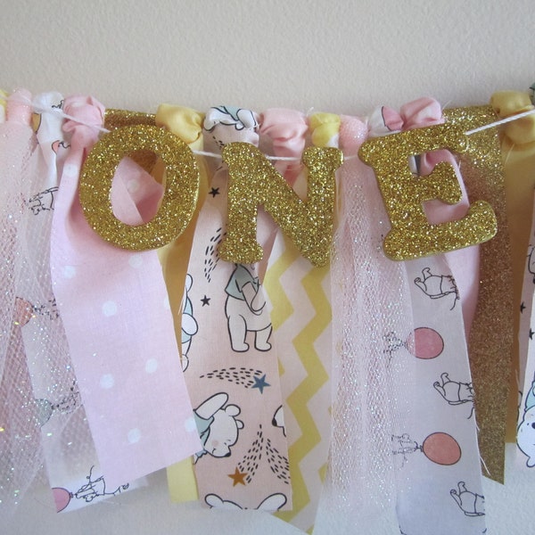 Winnie the Pooh Fabric Garland Smash Cake Decoration First Birthday Banner