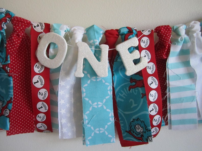 Thing One Thing Two Birthday Banner Twins First Birthday Etsy