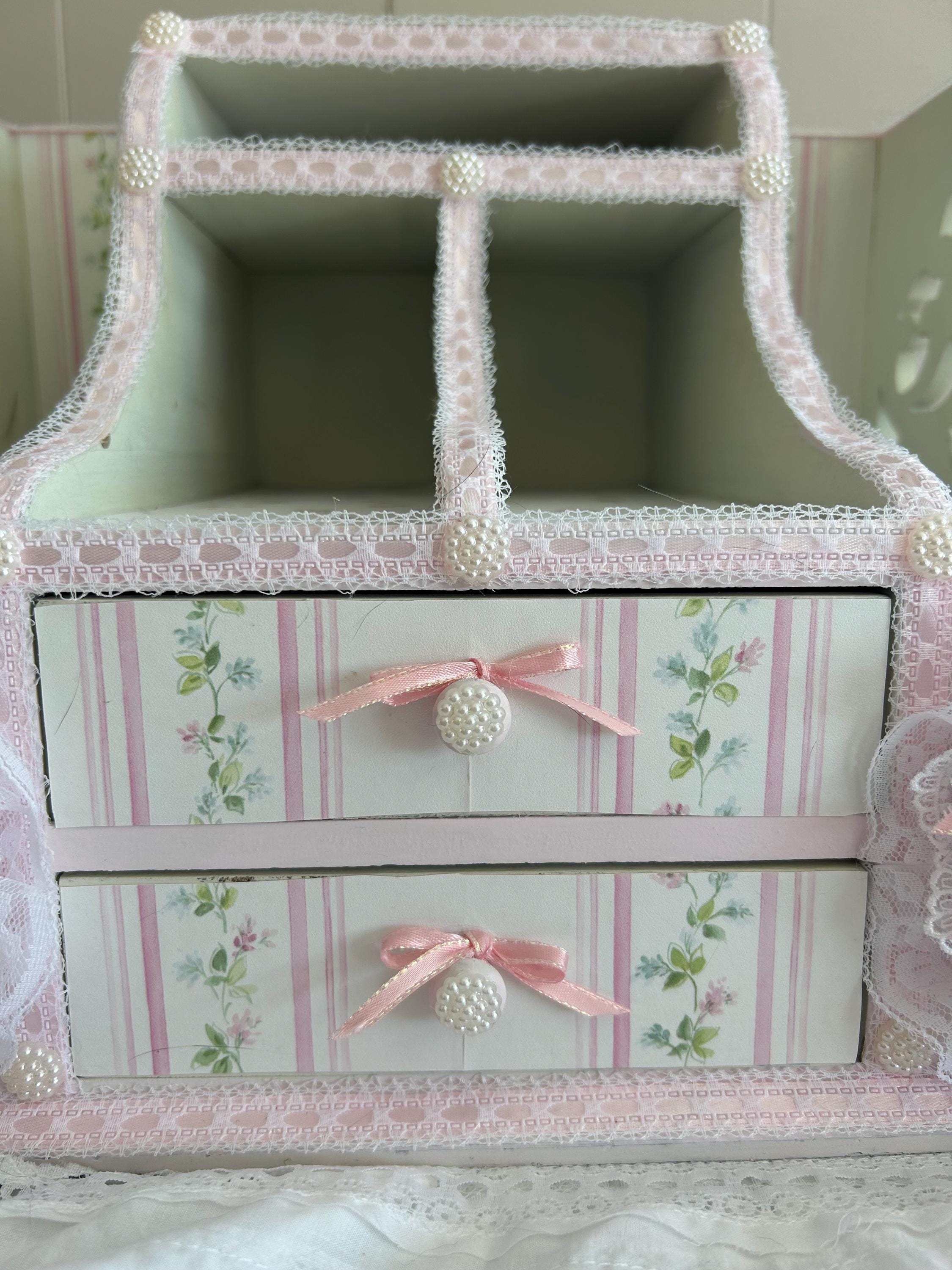 Shabby Chic Wooden Desk Organizer Pink Office Decor - Etsy