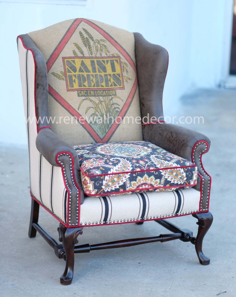 Custom Order Vintage upholstered wingback chair St | Etsy