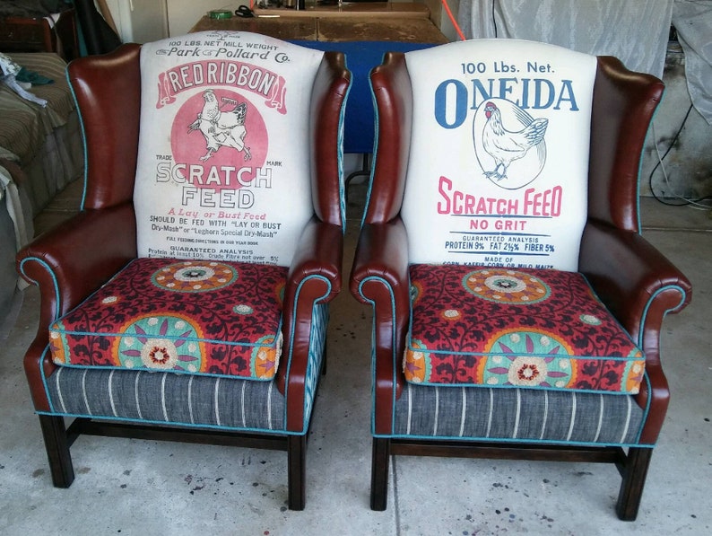 Custom Order Vintage Farmhouse Wingback Chair Fiesta Farmhouse Wingback Coordinating Pair Custom Created For You Price Per Chair