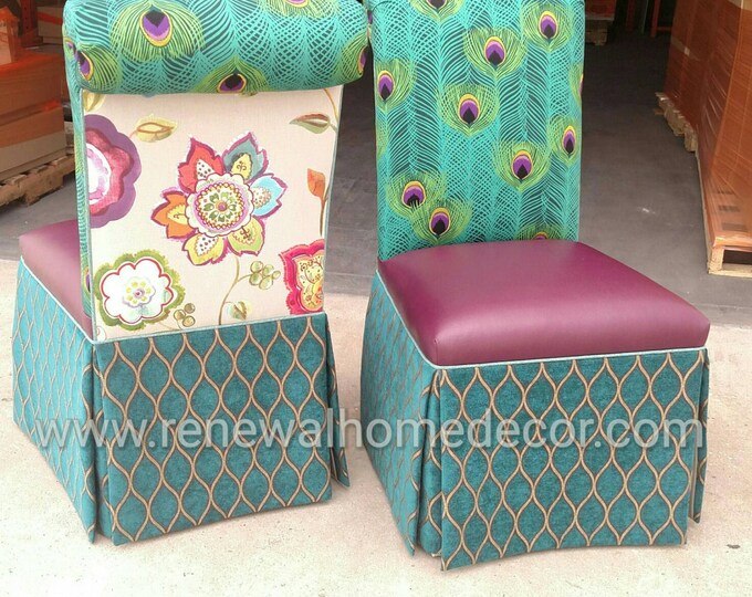 Upholstered Parsons Dining Chairs With Tailored Skirt Rolled Etsy