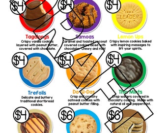 Liste des prix du menu LBB Girl Scout Cookie 2024 pour les stands Little Brownie Baker