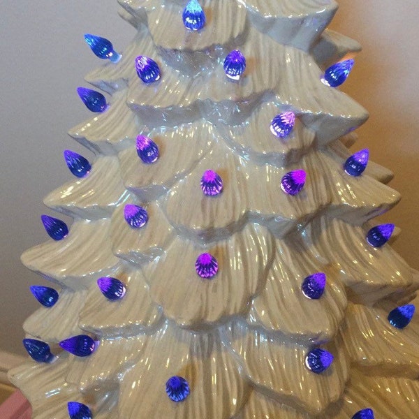 Vintage Ceramic Christmas Tree Replacement Small Twist Shaped Light Bulbs Plastic (10) Blue