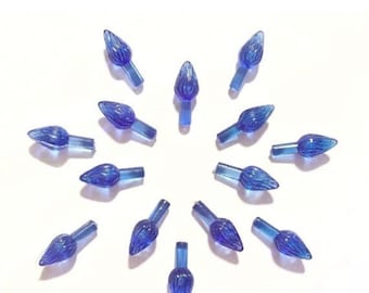 Vintage Ceramic Christmas Tree Replacement SMALL Twist Shaped Light Bulbs Plastic (10) Blue