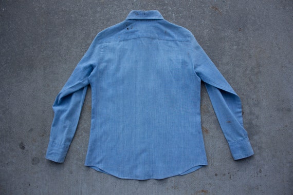 vintage 1970s white tab levi chambray denim butto… - image 9