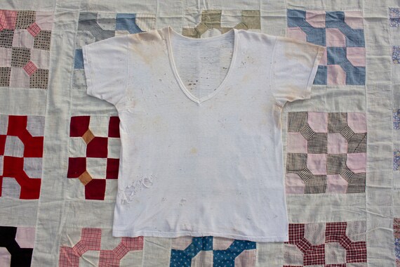 plain white tee vintage 1940s thrashed t shirt