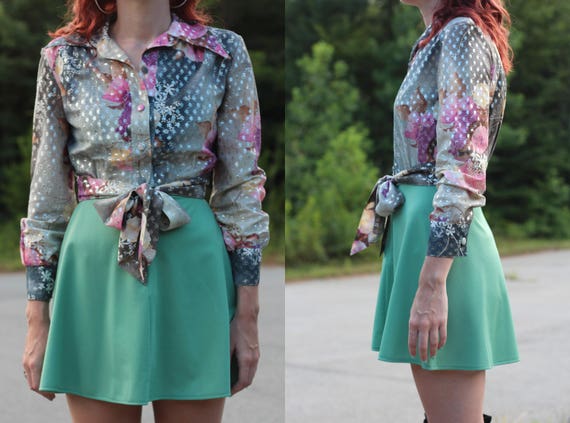 1970s mini long sleeve lame psychedelic hippie dre