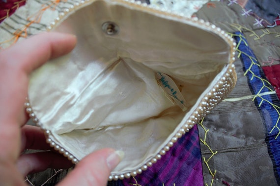 vintage 1930s satin beaded coin purse - image 9