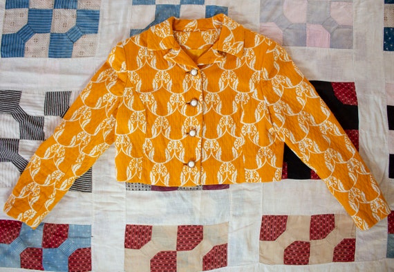 vintage cropped quilted 1960s jacket small - image 1