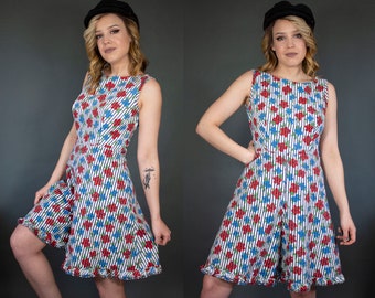 vintage 1960s striped floral romper