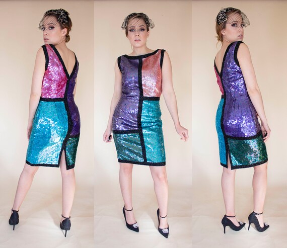 80s does 60s sequin trophy dress