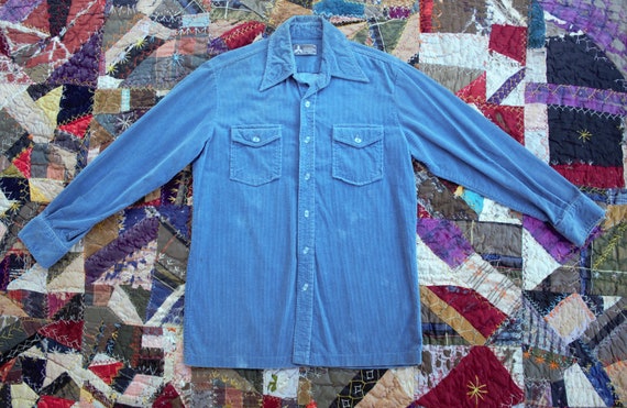 vintage 1970s distressed corduroy work shirt
