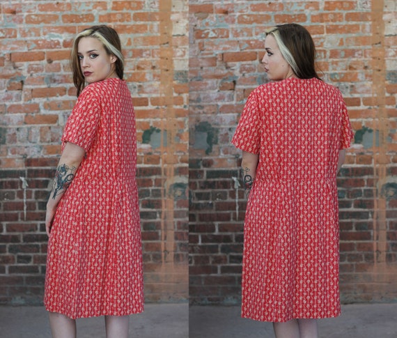 1940s PLUS SIZE calico floral farm house dress co… - image 4