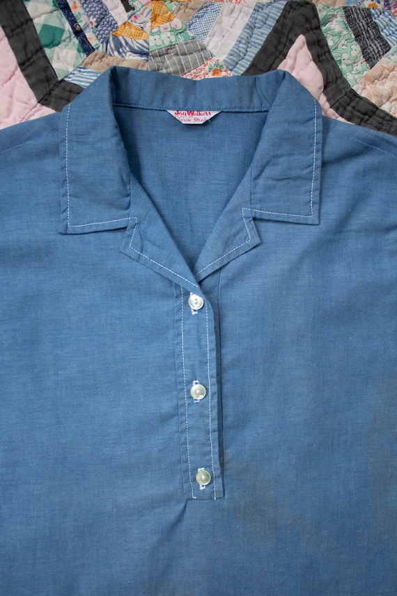 vintage 1950s denim blue chambray sleeveless top - image 2