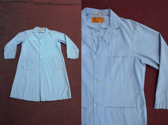 vintage 1960s faded blue work duster coverall