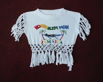 vintage girls 1990s fringe crop top