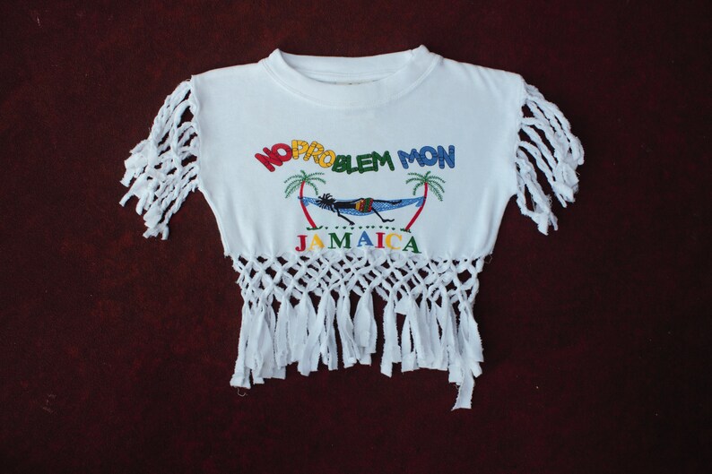 vintage girls 1990s fringe crop top image 1