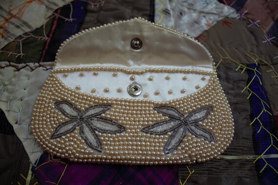 vintage 1930s satin beaded coin purse - image 2