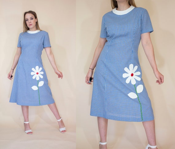 vintage 1960s applique cotton sun dress 60s