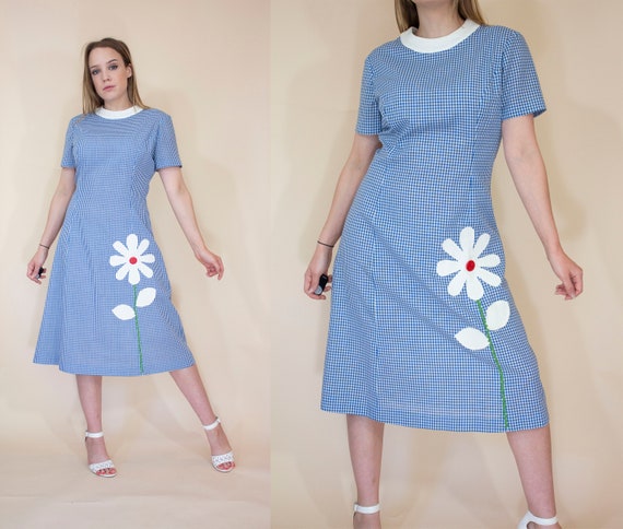 vintage 1960s applique cotton sun dress 60s - image 1