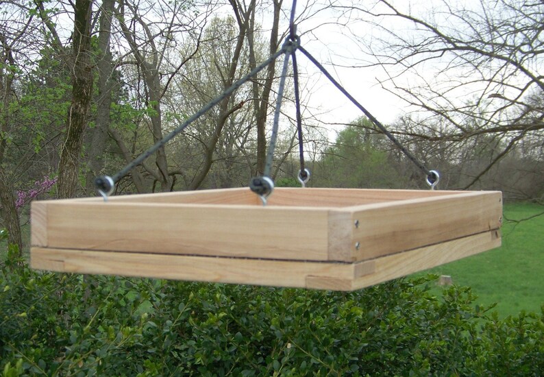 Large Hanging Outdoor Platform Bird Feeder Hand Made Rot Etsy