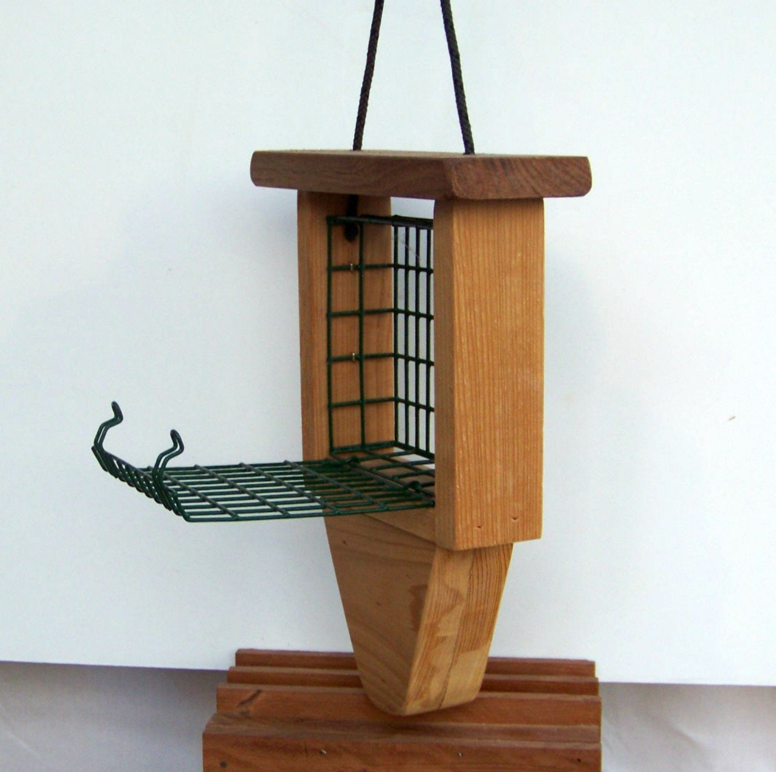 Wood Suet Bird Feeder Hanging Suet feeder Outdoor Bird Etsy