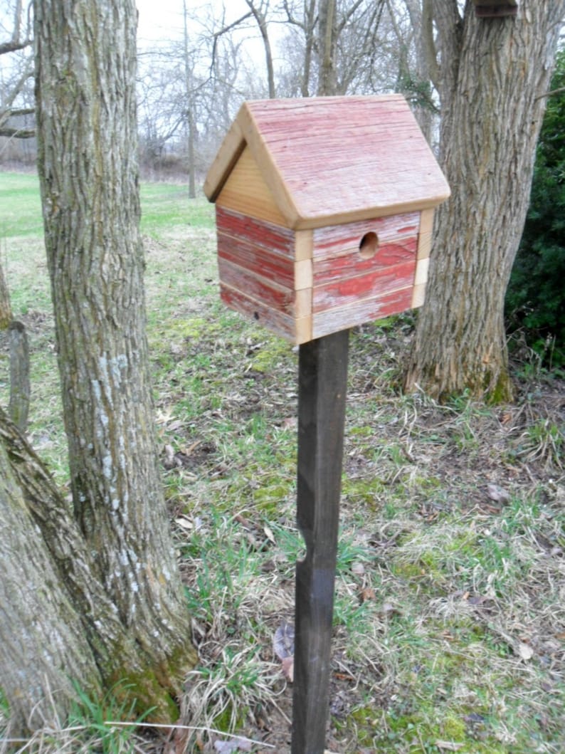 Handcrafted Birdhouses Bird house on Pole Outdoor | Etsy