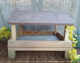 Walnut Roof Bird Feeder, Outdoor Ground Platform Feeder, Private Listing for Jenny