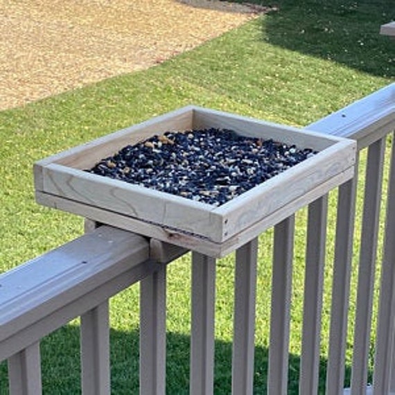Deck Rail Bird Feeders Wood Platform Feeders 12 X 15 Etsy