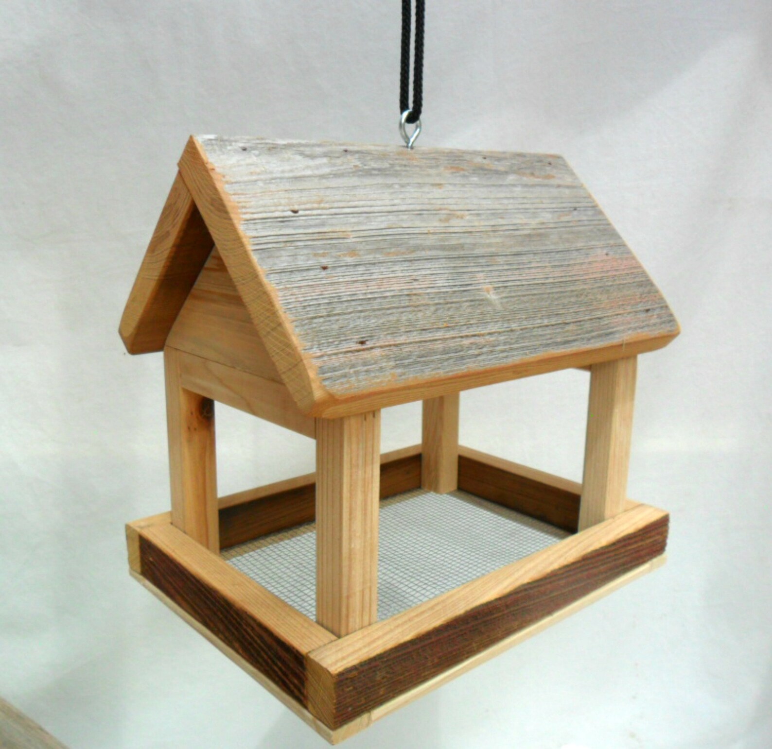 Rustic Wood Bird Feeder Hanging Tray Bird Feeder Outdoor Etsy