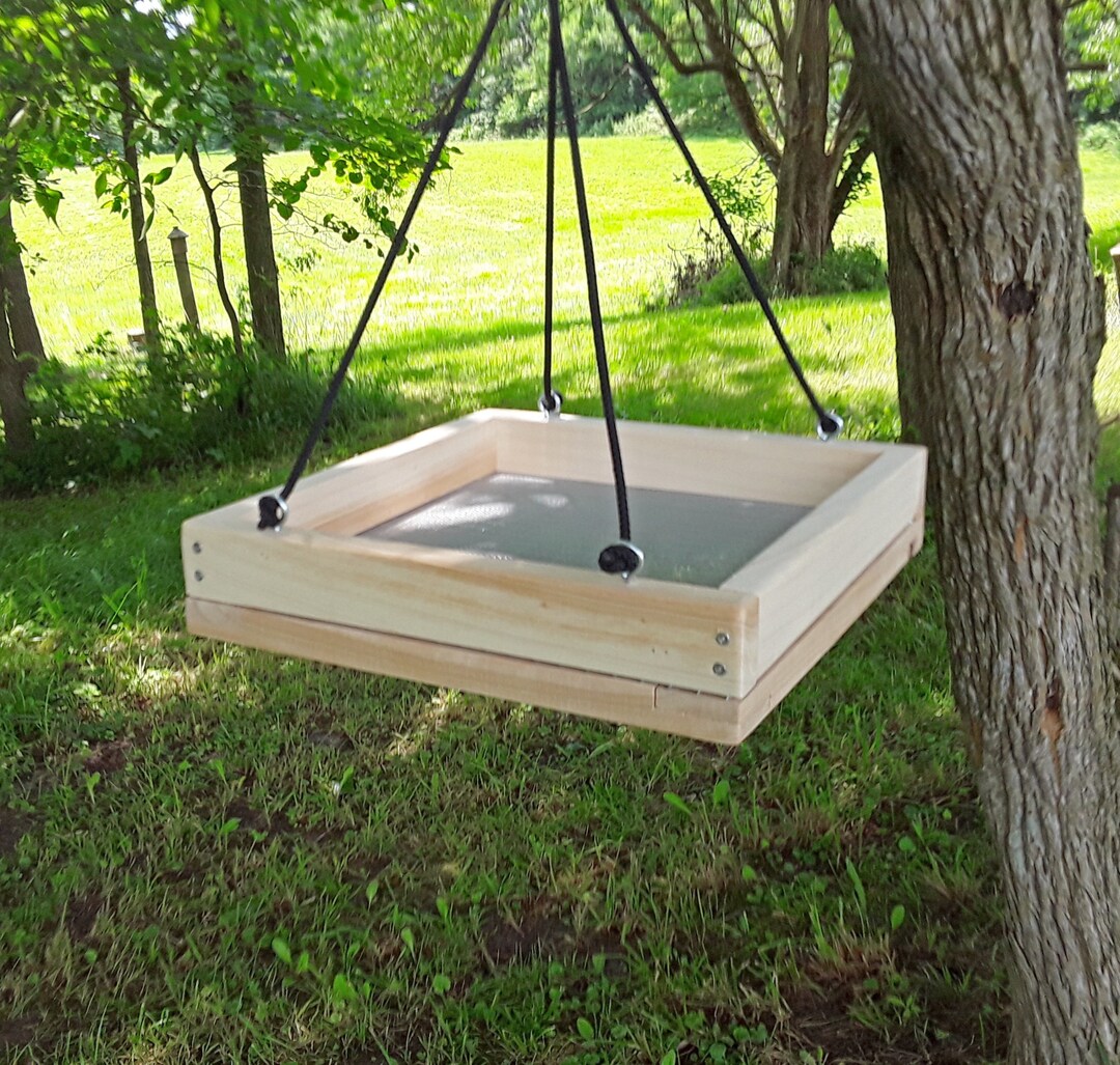 Hanging Quail Block Platform Feeder Walnut Custom Designed Block
