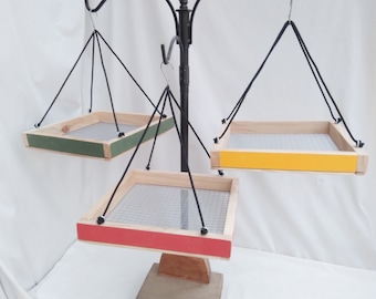 Hanging Bird Feeders for Outdoors * Handcrafted Fly Thru Cypress Bird Feeder * 12 x 12 Platform Bird Feeder Gift Ideas