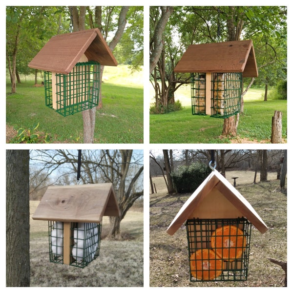 Hanging Bird Feeders with Roof * Double Sided Basket Feeders for All Seasons * Gift Idea for Birdwatchers