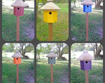 Outdoor Birdhouses & Treated Wood Pole * Mothers Day Birdhouse Gift Set* Bird Houses with Mounting Pole