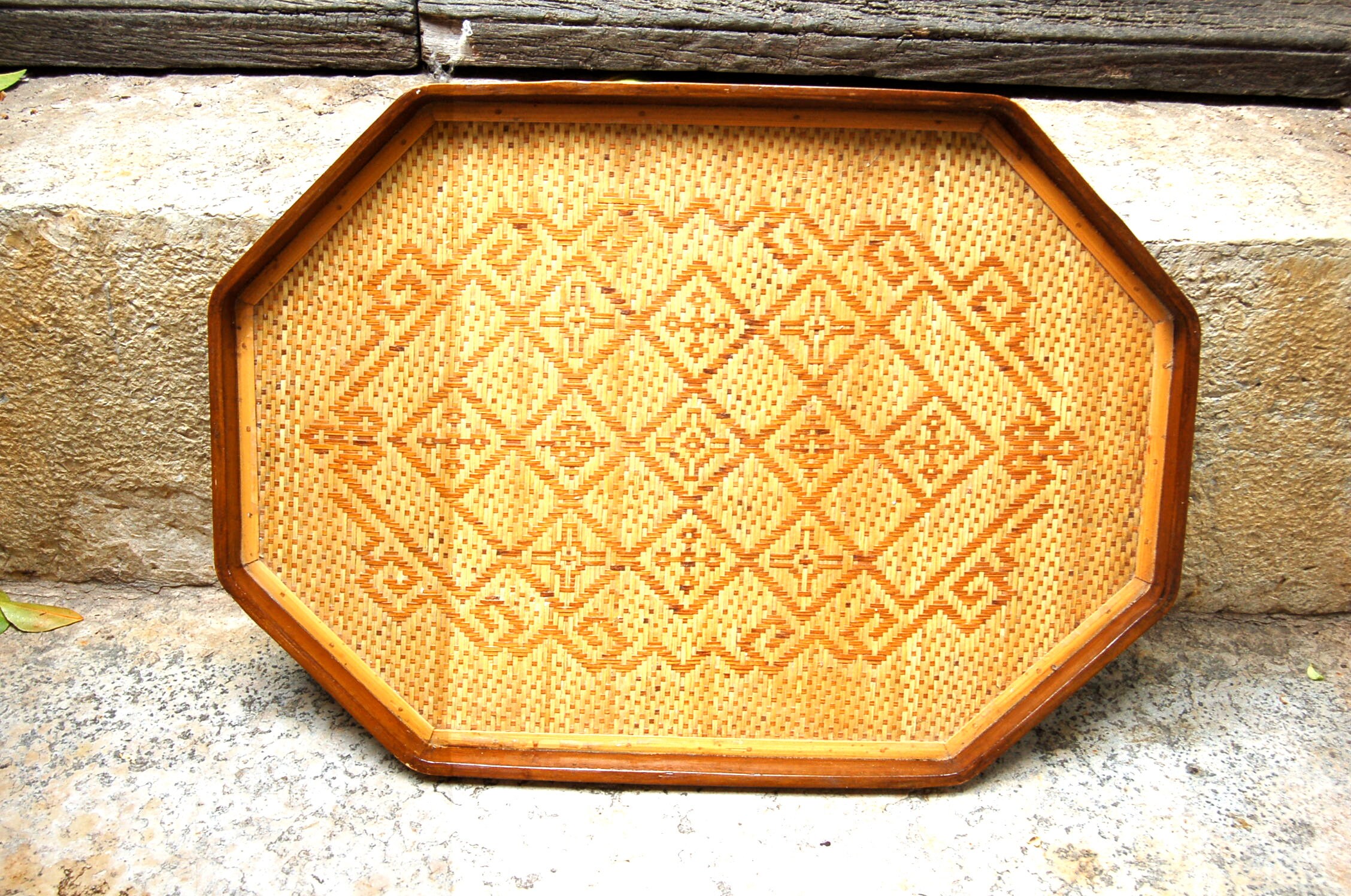 Plateau en Rotin Tressé