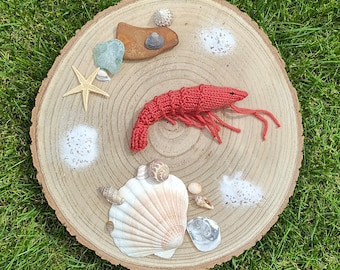 Handgemachte Merino Wolle gestrickte Garnelen Plüsch: Ozean Thema Spielzeug