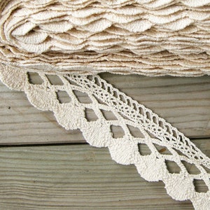 Cotton lace trim / Ecru Cotton Crochet Lace Trim, Edging lace