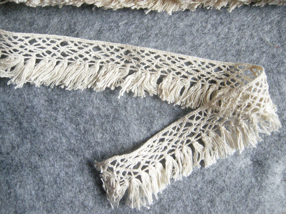 Crochet edging lace with tassel tassel fringe trim cotton Etsy