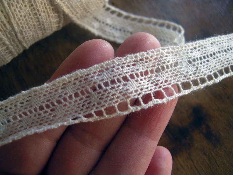 Cotton Crochet Lace Trim / Beige cream colour zdjęcie 4