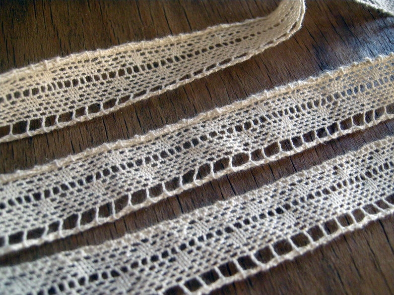 Cotton Crochet Lace Trim / Beige cream colour zdjęcie 2