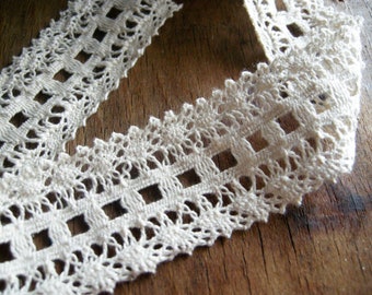 Ecru Cotton Crochet Lace Trim, Insertion lace