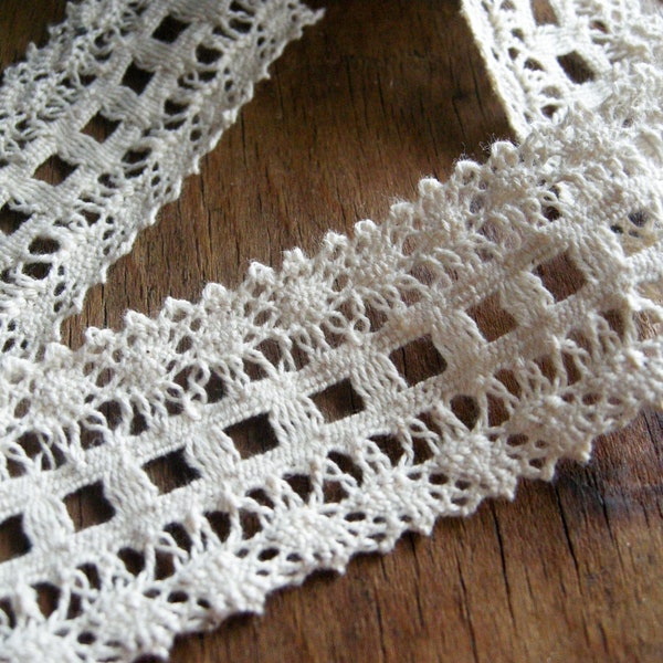 Ecru Cotton Crochet Lace Trim, Insertion lace