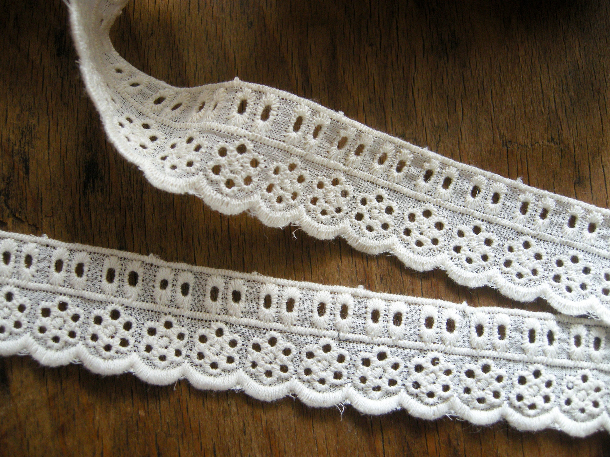2 metres / Cotton embroidered eyelet insertion lace trim Etsy